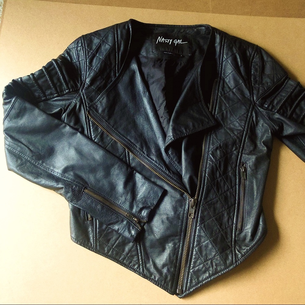 Nasty Gal Real-Leather Moto Jacket